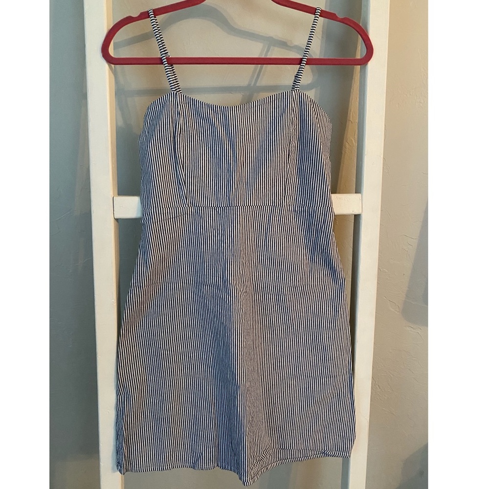 Blue & white stripe mini dress